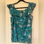 Loft  Teal and Lavender Floral Blouse Photo 3