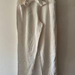 ZARA NEW! TRF White Paperbag Tie Belt Straight Leg Pants With Pockets Photo 0