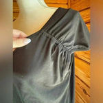 Cooper and Ella  black v neck ruched sleeve with key hole detail in back medium t Photo 1