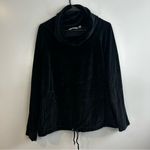 Athleta Black Velour Cowl Neck Kangaroo Pocket Drawstring Sweatshirt XL Photo 1
