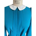 Vintage 70s 80s Turquoise Sheer Fit & Flare Knee Length Collared Dress Size 8 Photo 3