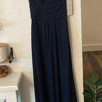 Monique Lhuillier NWT  Elegant Navy Blue One-Shoulder Dress Size 2 Photo 5