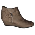 Marbella Women's Faux Suede Brown Wedge Ankle Boots Size 11 Boho Edgy Neutral Photo 2