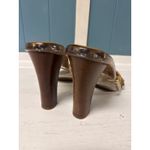 MICHAEL Michael Kors Heels Sandals Clear Lucite Wood Heel Green Size 5 Photo 3