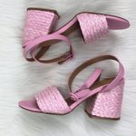 Zenana New Bamboo Maddy Braided Raffia Open Toe Buckle Strap Block Heel Sandals Shoes Pink Photo 0