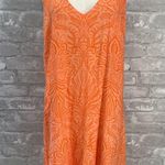 Loft  Bright Orange Patterned Dress Photo 0