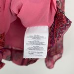 J.Crew Woman's Sz 4 Pink Paisley Printed Ruffle Front Silk Blouse Top Photo 5