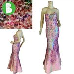 Jovani  STYLE 3784 PINK W/MULTI-COLOR SEQUINS STRAPLESS MERMAID STYLE DRESS (4) Photo 1