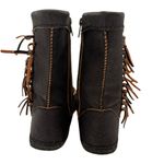 UGG Women's Hyland Black Tassel Leather Moccasin Boots Size 7 Photo 5