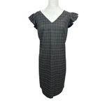 Loft  NWT Black Windowpane Plaid Flutter Sleeve Shift Mini Dress 16 Plus $89 Photo 3