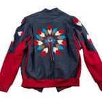 Handmade Vtg L Large Sweatshirt Jean Jacket Southwest Embroidered Denim Native Photo 0