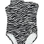 Michael Kors  Zebra Print One Shoulder Ring Accent One Piece Swimsuit Size 14 Photo 0