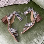 Lucky Brand  Loklin Heeled Sandal Size 6 Snake Print Ankle Strap Chunky Heel New Photo 3