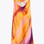 ZARA dress midi tie dye prints straps slip satin wedding party cocktail summer Photo 17