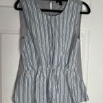 J.Crew Womens Sleeveless Blue Stripe Gray Back Peplum Waist C1930 Size Small Photo 1
