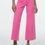 ZARA  Hot Pink Marine Straight High Rise Wide Leg Jeans 
Raw Hem, Sz 4 Photo 2