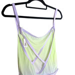 Aerie Smoothez by  Sleeveless Sheer Mesh Bodysuit Size Large Violet Flurry Ombre Photo 4
