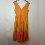 Color Me Courtney orange tiered v neckline button maxi dress 4 Photo 3