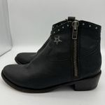 Mr. Wolf Ankle Boots Womens 7.5 Black Leather Bootie Low Cowboy Western Concert Photo 3