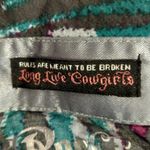 Wrangler Rock47 L Crystal Snap Western Cowgirl Top in Turquoise Purple Photo 10