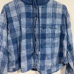 American Eagle Cropped Plaid Hooded Flannel Photo 1