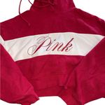 PINK - Victoria's Secret  Red and White Cropped Sweatshirt Photo 2