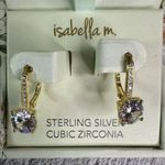 NIB Isabella M Sterling Silver Vermeil Cubic Zirconia Drop Earrings Leverback Gold Photo 0
