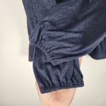 Jones New York  Metallic Top Navy Silver Peplum Long Sleeve Pullover Size MP Photo 4