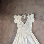 Lulus  Brunch Plans White Swiss Dot Smocked Backless Midi Dress SIZE M Photo 3