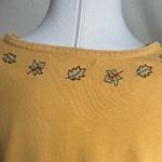 Fall Leaf‎ knit shirt Mustard Yellow Embroidered Cotton Top 2010 teacher size 1X Photo 5