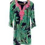 Lilly Pulitzer Rylee Shift Silk Dress Bright Navy Tiger Palm Size 0 Photo 4