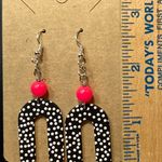 Black & White Polka Dot Arch Dangle Pierced Earrings New Photo 1