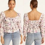 J.Crew  Women's 6 White‎ Floral Square Neck Cinched Waist Top in Kaleidoscope Photo 1