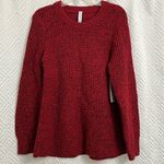 Athleta NWT  Sierra Crew Wool Blend Sweater Red Black Size Large Photo 2