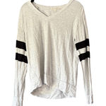 Nine Britton  Women's V-Neck Long Sleeve Top Gray with‎ Black Stripes Size S Photo 0