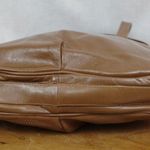 Vintage Italian Made Brown Leather Tote Style Embroidered Shoulder Bag Photo 3