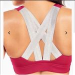 Fabletics  Hot Pink Sports Bra Metallic Silver Straps Athletic Gym Wear Yoga S Photo 2