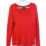 Lane Bryant  Red Angora Blend Cable Knit V-Neck Sweater Pullover Women's 14/16 Photo 0