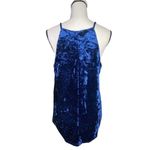 Charming Charlie  Floral Applique Crushed Velvet Cami Tank Top Blue Green Large Photo 13