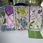 Vera Bradley Quilted Watercolor Floral Wallet Organizer Purple Gray Yellow NWT Photo 0