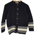 Vintage Spencer Hey Wool Cardigan Sweater Womens Navy Blue Fair Isle Knitwear Size XS Photo 1