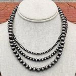 Navajo Style Pearl Triple Layer Necklace Silver Photo 0