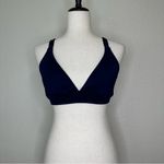 Athleta Navy Blue Criss Cross Striped Back Sports Bra Photo 1