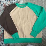 Women’s long sleeve slouchy sweatshirt medium green brown tan Photo 0