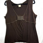 Max Studio Vintage  L Brown Tank Top Cami Babydoll‎ V-Neck Y2K Retro USA Photo 0