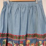 Vintage handmade chambray toyland holiday‎ Christmas skirt (small?) Blue Photo 6