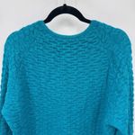 Peruvian Connection Handmade Sweater Womens L Blue Alpaca Basketweave Knit VTG Photo 5