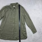 Chico's Button Down Shirt Women 1 US Size 8 10 Olive Green Satin Modal Neutral Photo 3