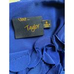 TAYLOR Navy Blue Shift Dress Polyester‎ Short Sleeve Rosette Collar Detail Sz 6 Photo 8