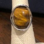 Sterling Silver VINTAGE  Split Head Tension Mount Tigers Eye Ring Photo 0